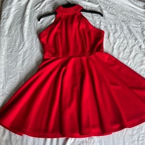 Red halter top dress